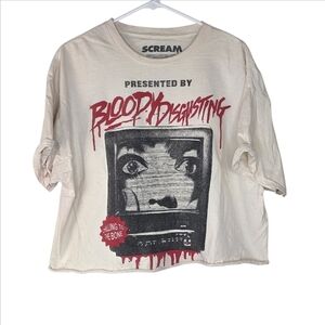 Miramax Scream Movie Beige Cropped Short Sleeve T-shirt Size XL